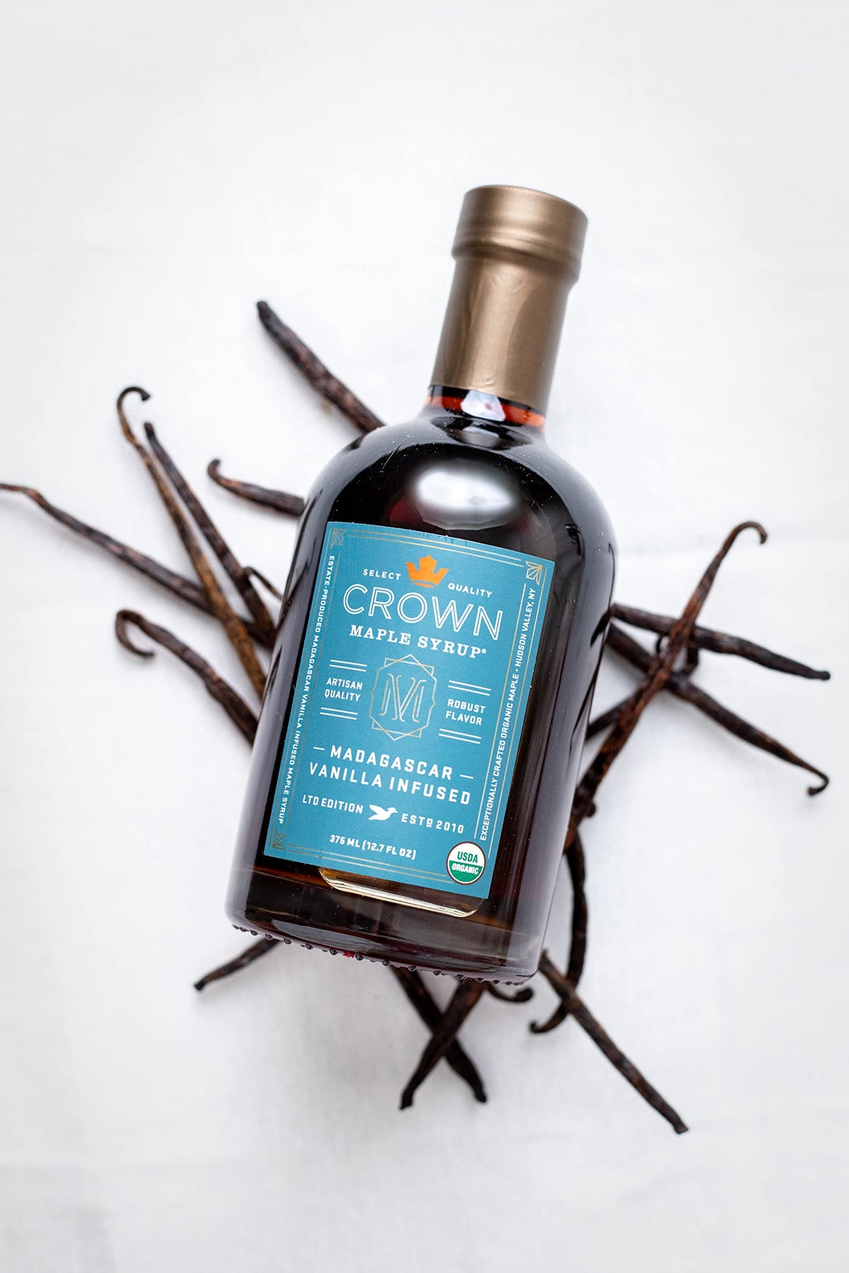 Crown Maple Madagascar Vanilla Infused Organic Maple Syrup, 25 oz | Gluten Free & Non-GMO