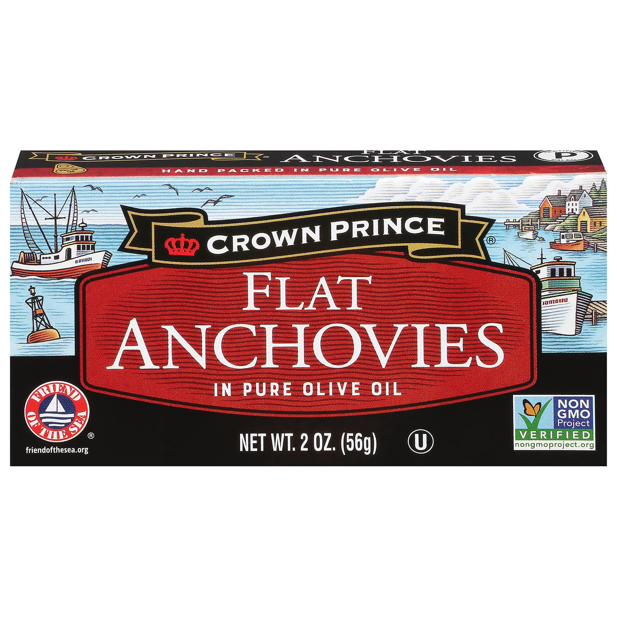 Crown Prince Flat Anchovies in Olive Oil – 2oz Cans (Pack of 12) | Non-GMO, Paleo, Keto