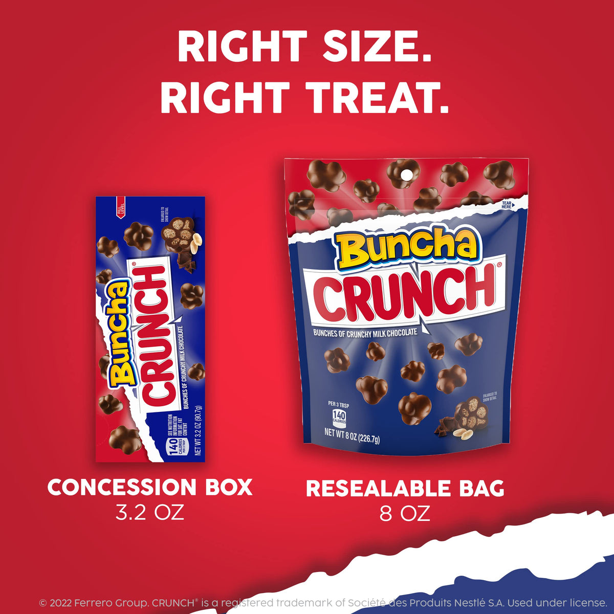 Buncha CRUNCH Candy – Creamy Milk Chocolate with Crisped Rice, 8 Resealable Bags (8 oz Each)