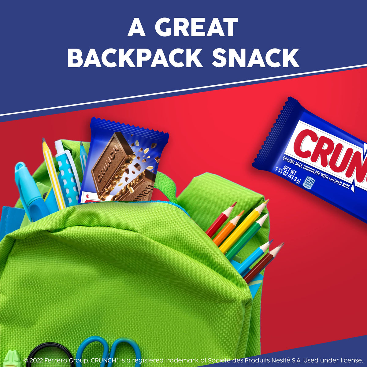 CRUNCH Full-Size Milk Chocolate Bar with Crisped Rice – 1.55 oz