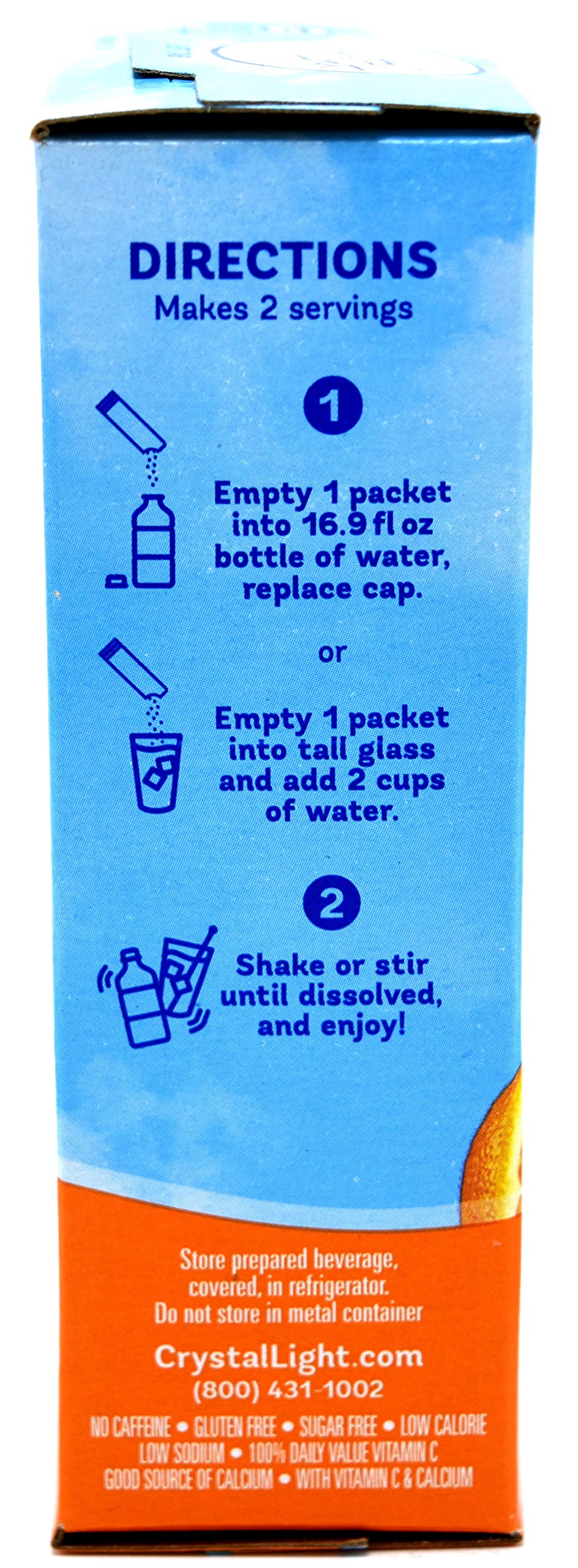 Crystal Light On The Go Packets Classic Orange – Vitamin C & Calcium, 10 Count