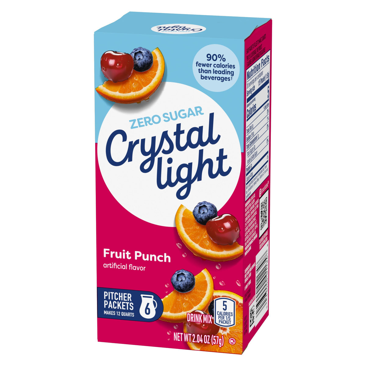 Crystal Light Fruit Punch Powdered Drink Mix – 72 Pack (12 Canisters of 6 Pitcher Packets) | 5 Calories per Serving