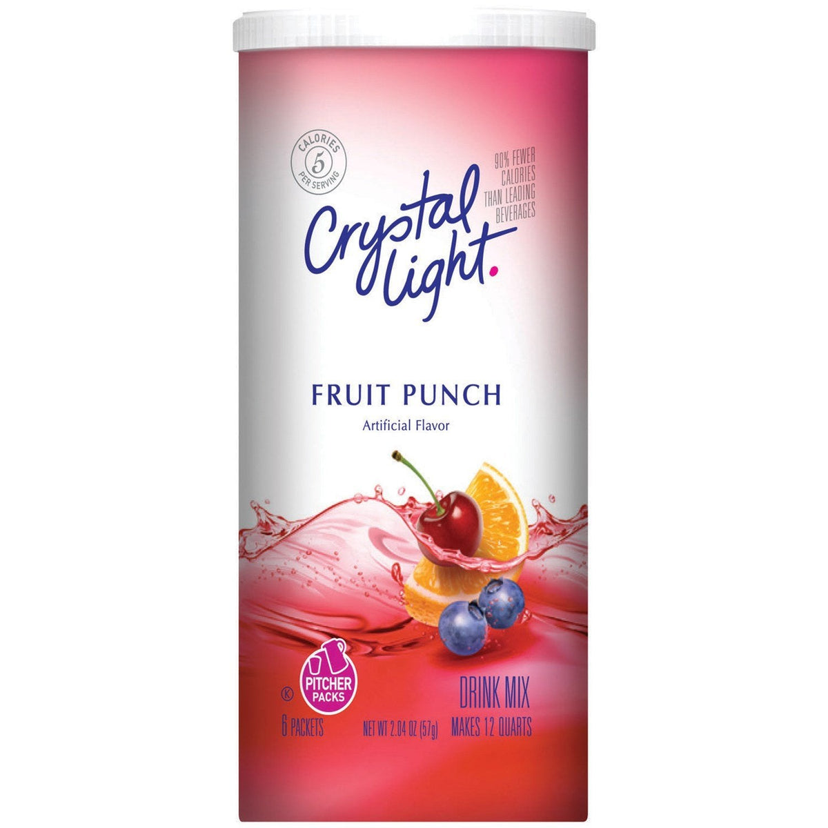 Crystal Light Fruit Punch Powdered Drink Mix – 72 Pack (12 Canisters of 6 Pitcher Packets) | 5 Calories per Serving