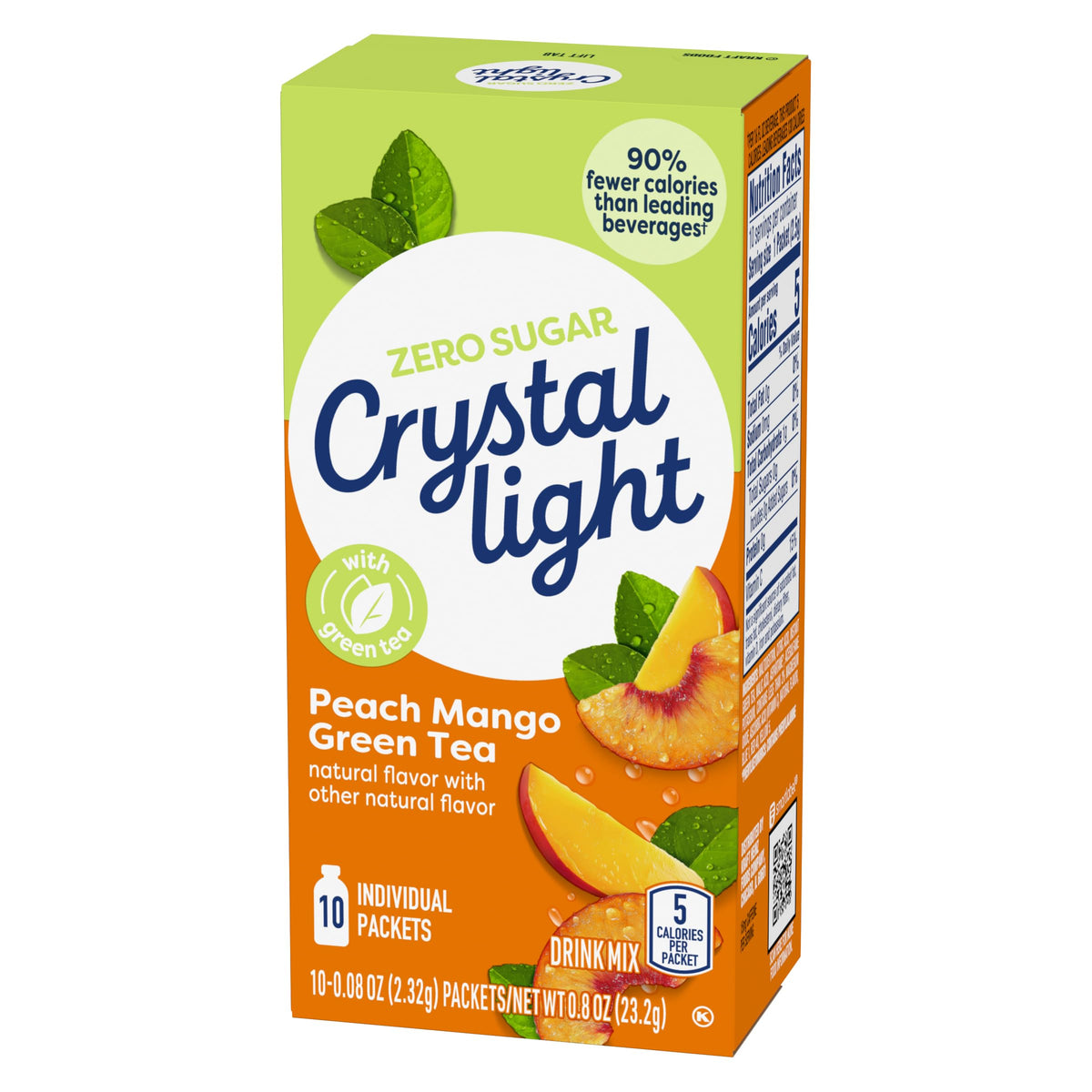 Crystal Light On The Go Peach Mango Green Tea – 10-Packet Box, 5 Calories Per Packet