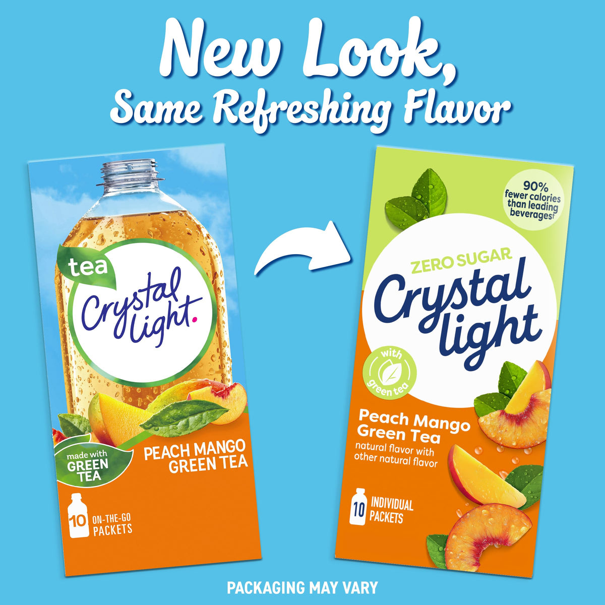 Crystal Light On The Go Peach Mango Green Tea – 10-Packet Box, 5 Calories Per Packet