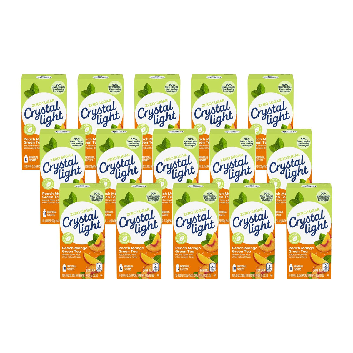 Crystal Light On The Go Peach Mango Green Tea – 10-Packet Box, 5 Calories Per Packet