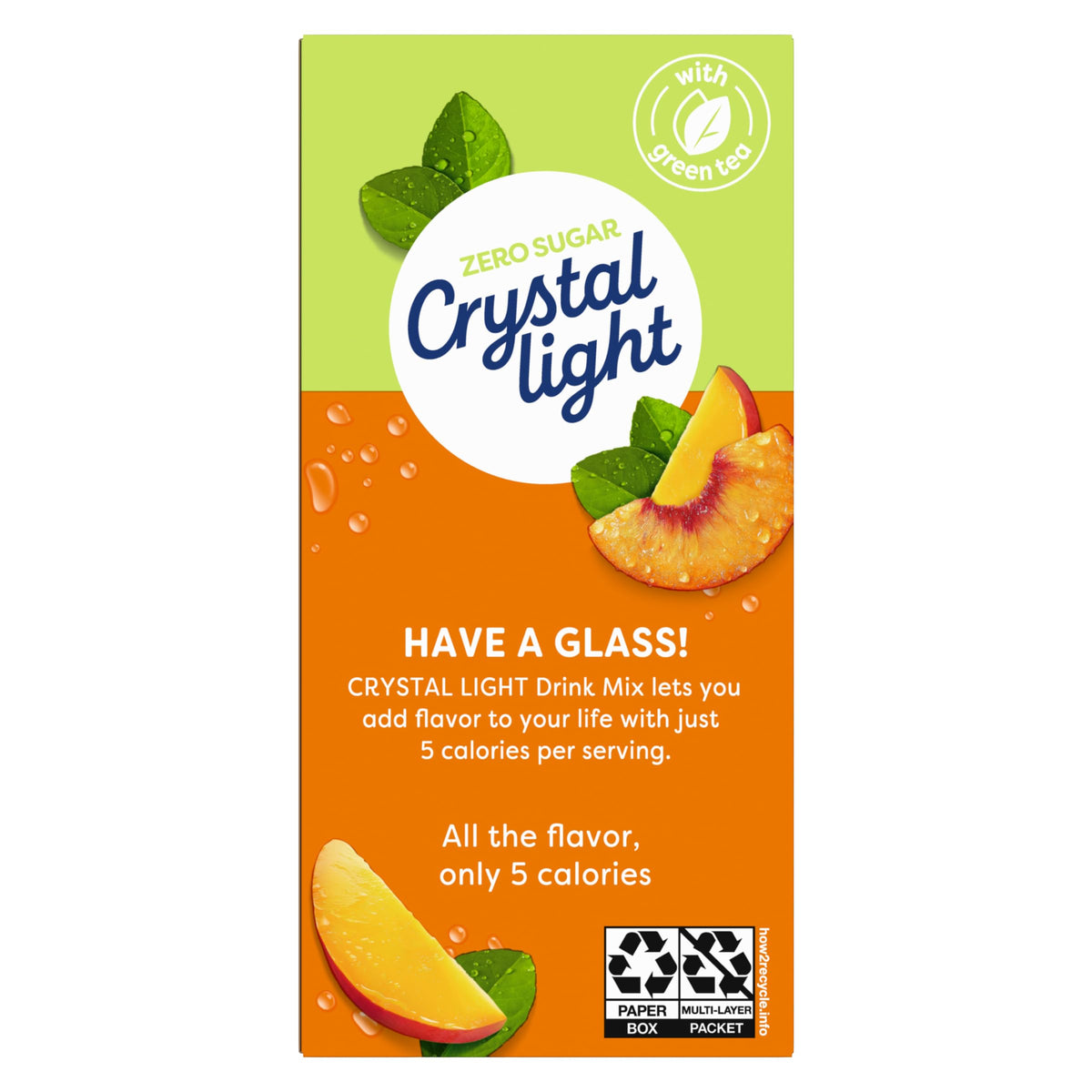 Crystal Light On The Go Peach Mango Green Tea – 10-Packet Box, 5 Calories Per Packet