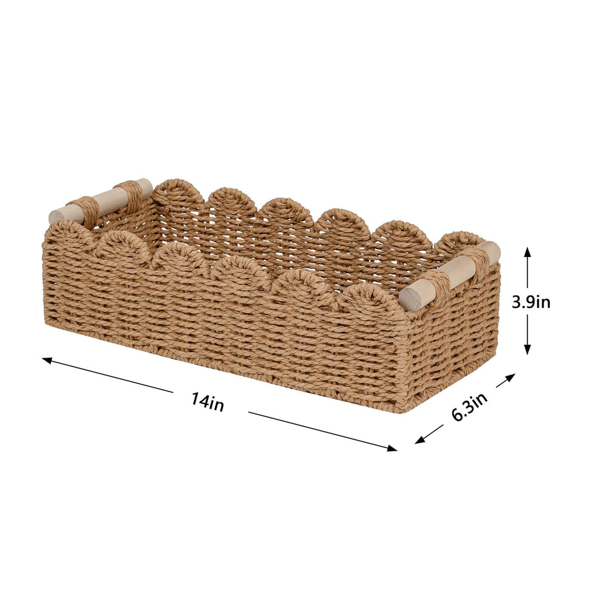 CubesLand Scalloped Toilet Paper Storage Basket W/Handle for Home Decor