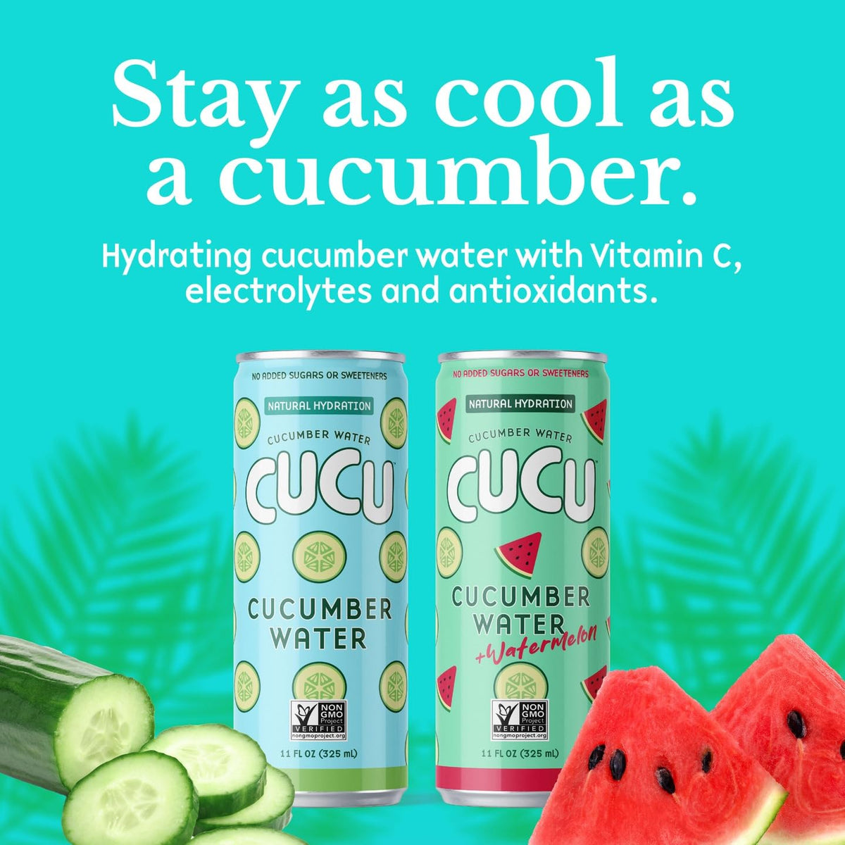CUCU Pressed Cucumber Water – Real Juice from Fresh Cucumbers, Vitamin C & Electrolytes – No Sugar Added, Non-GMO – 11 oz Can, 12-Pack