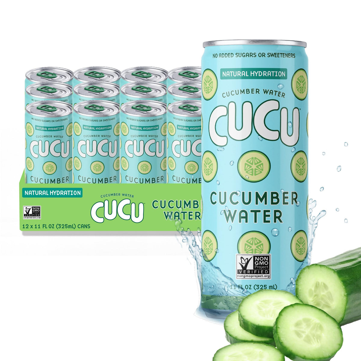 CUCU Pressed Cucumber Water – Real Juice from Fresh Cucumbers, Vitamin C & Electrolytes – No Sugar Added, Non-GMO – 11 oz Can, 12-Pack