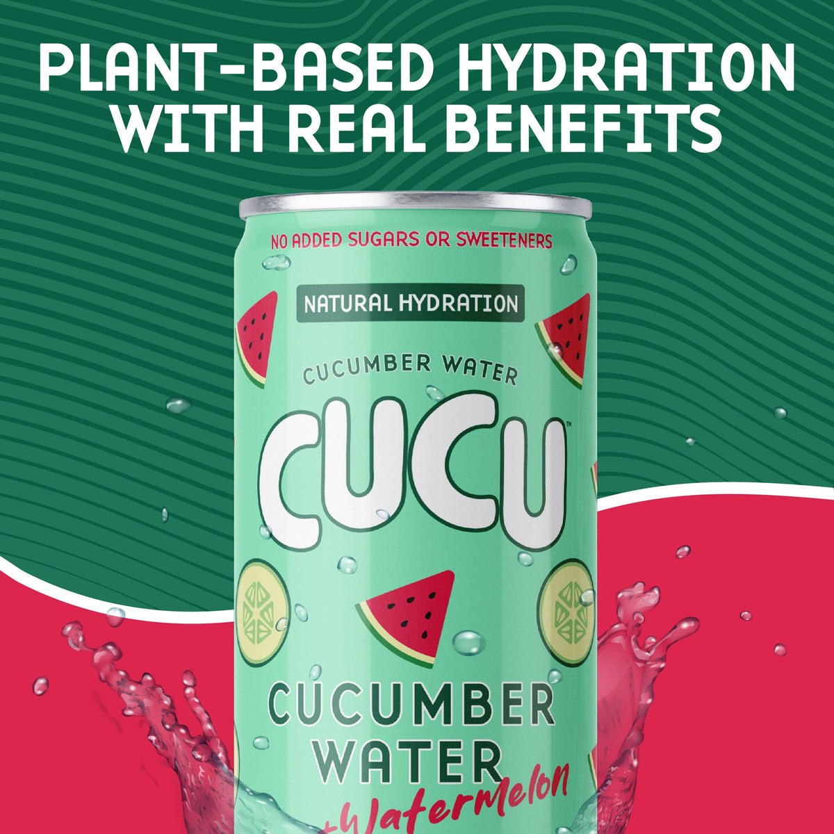 CUCU Pressed Cucumber + Watermelon Water – Real Juice, No Sugar Added, 11 oz Cans (12 Pack)