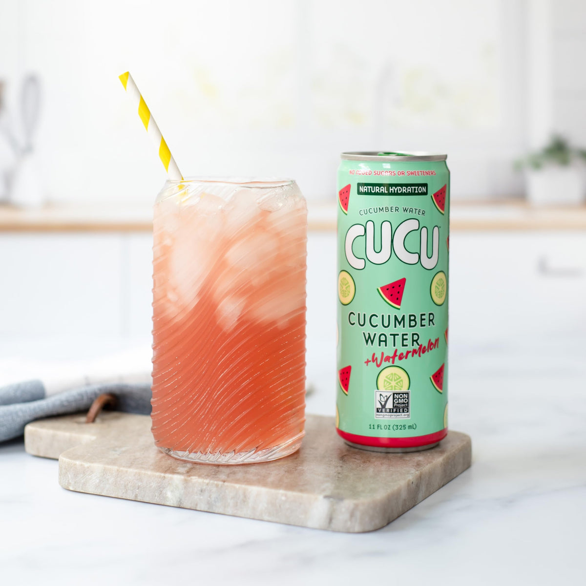 CUCU Pressed Cucumber + Watermelon Water – Real Juice, No Sugar Added, 11 oz Cans (12 Pack)