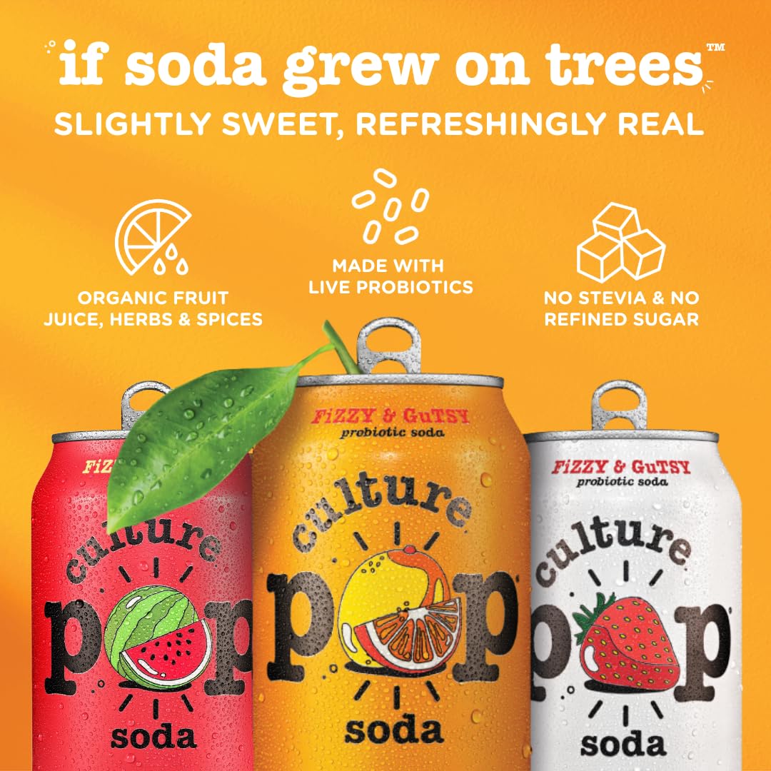 Culture Pop Soda: Sparkling Raspberry Lemonade with Probiotics – Low Sugar, Non-GMO, 12 oz (Pack of 12)