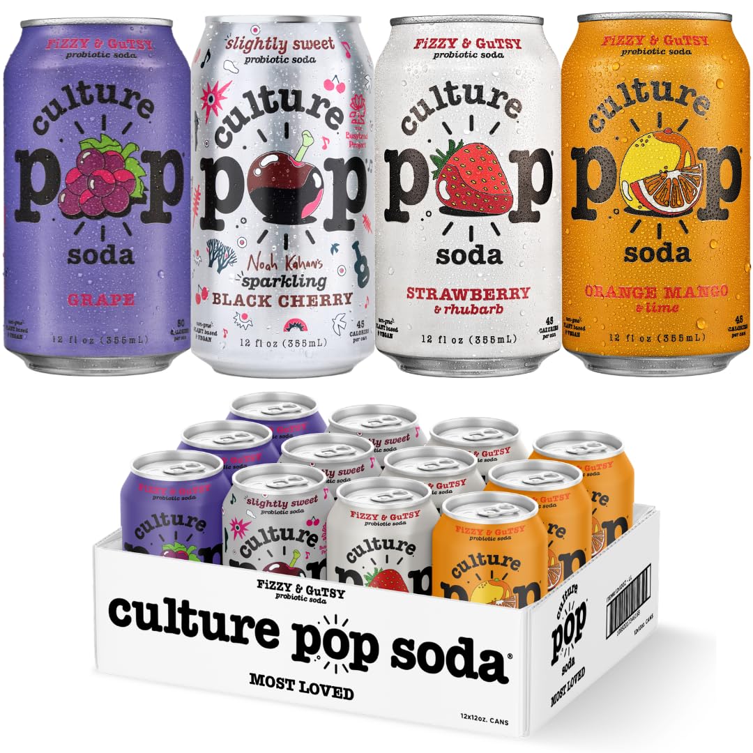 Culture Pop Soda – Most Loved Variety Pack, Probiotic Low Sugar Soda