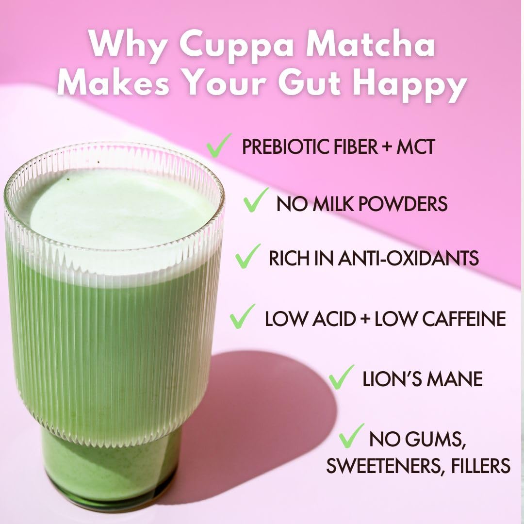 Cuppa Strawberries & Cream Matcha — Ceremonial Grade with Lion's Mane & Adaptogens (30 Servings)
