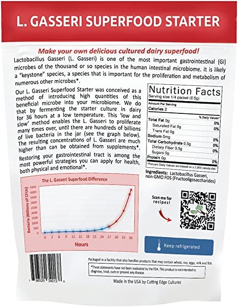 Cutting Edge Cultures L. Gasseri SuperFood Starter + Prebio Plus – Probiotic Cultured Dairy Kit