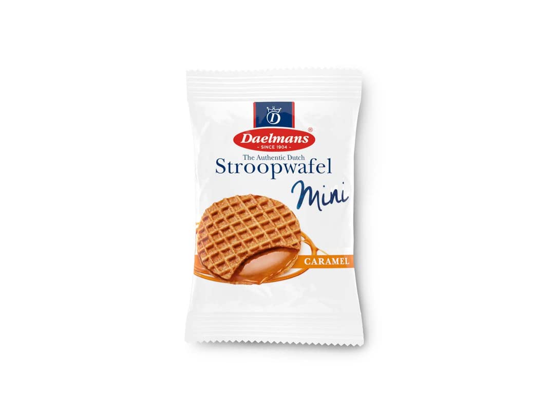 Daelmans Mini Caramel Stroopwafels – Individually Wrapped Dutch Waffle Cookies, 200 Count Box
