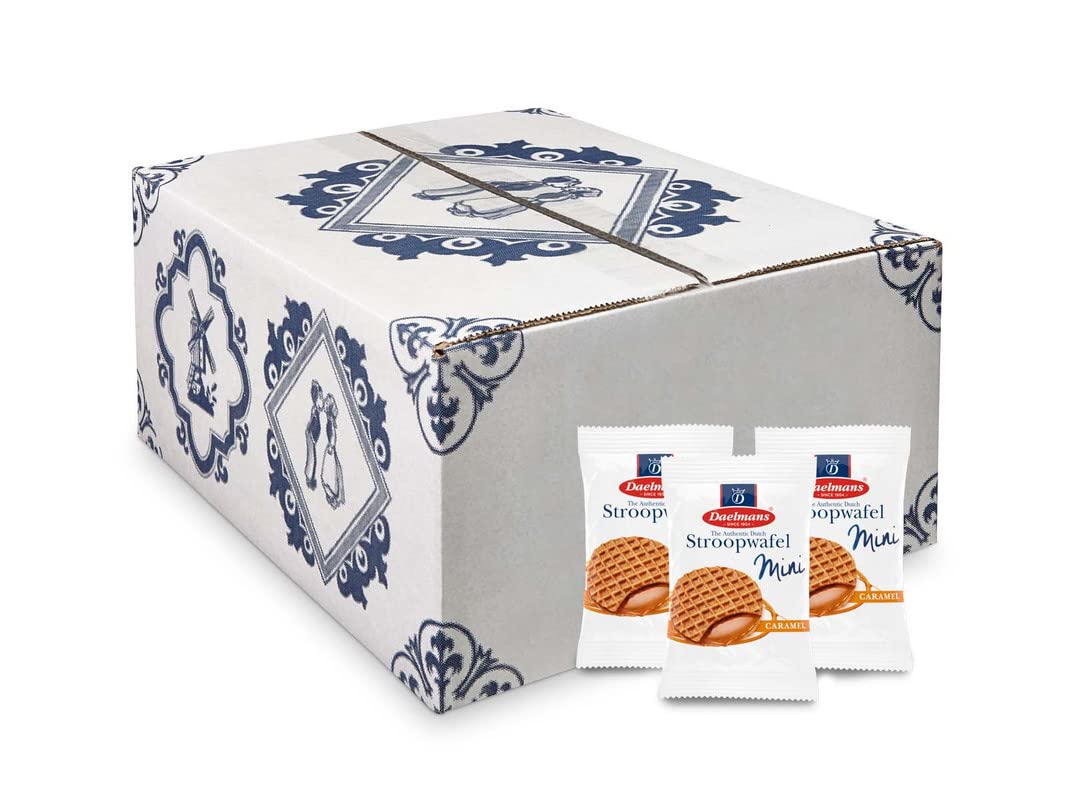 Daelmans Mini Caramel Stroopwafels – Individually Wrapped Dutch Waffle Cookies, 200 Count Box