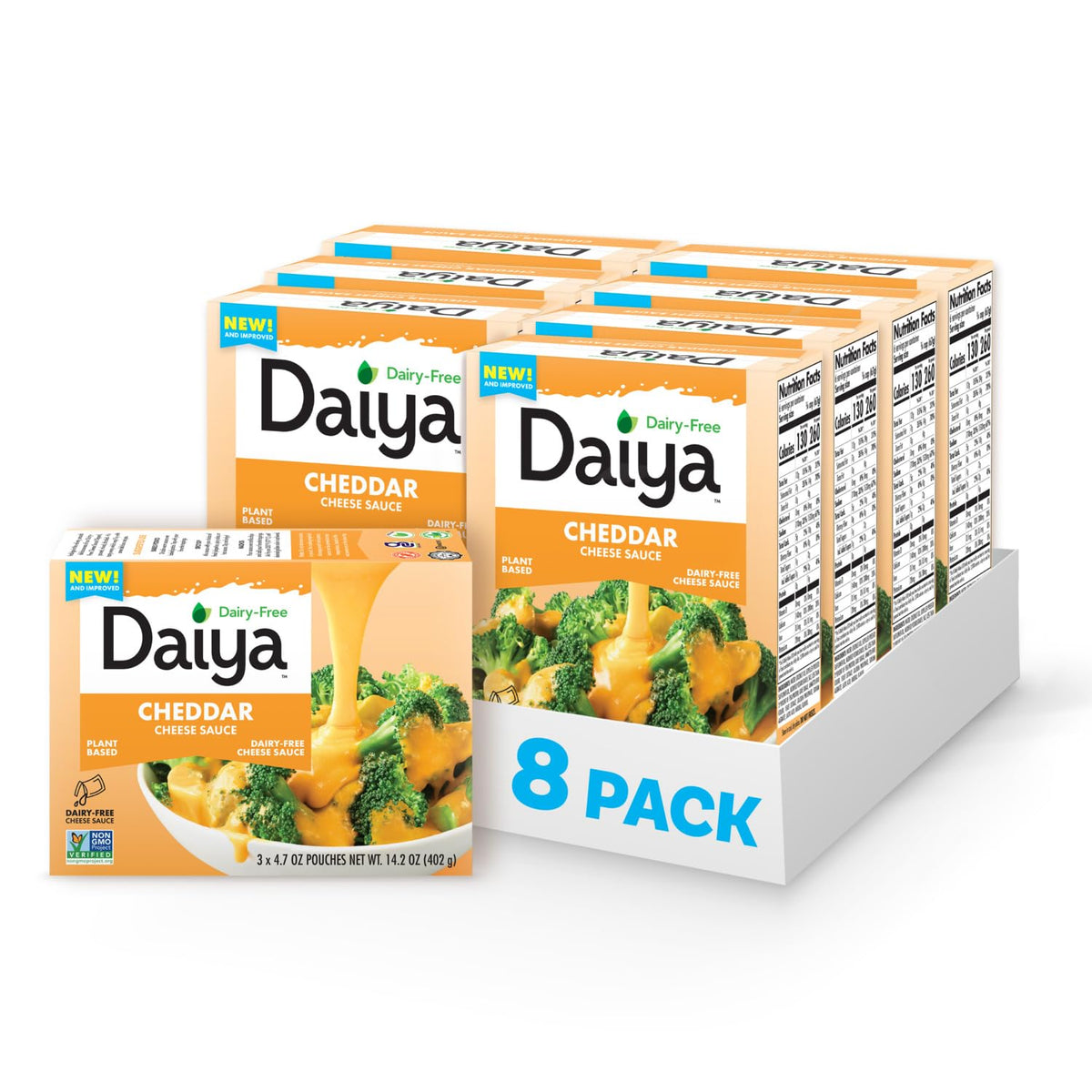Daiya Dairy Free Cheddar Cheese Sauce – Plant-Based Creamy & Cheesy (14.2 oz Pack of 8)