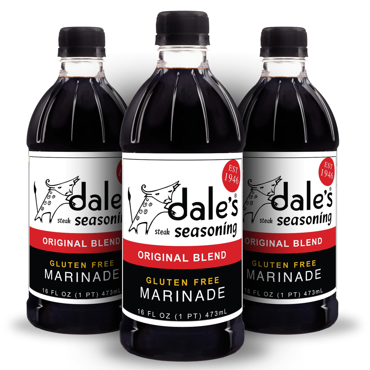 Dales Original Steak Seasoning – Gluten-Free, No Cholesterol, Instant Flavor for Meats, Fish & Poultry | 3 x 16 oz