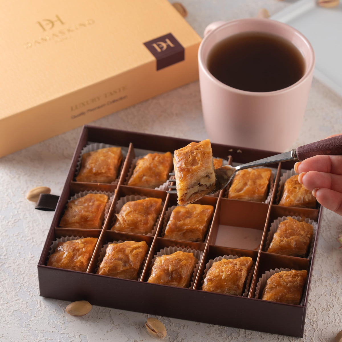Damaskino Home Greek Baklava Gift Box – 15 Walnut Pastries