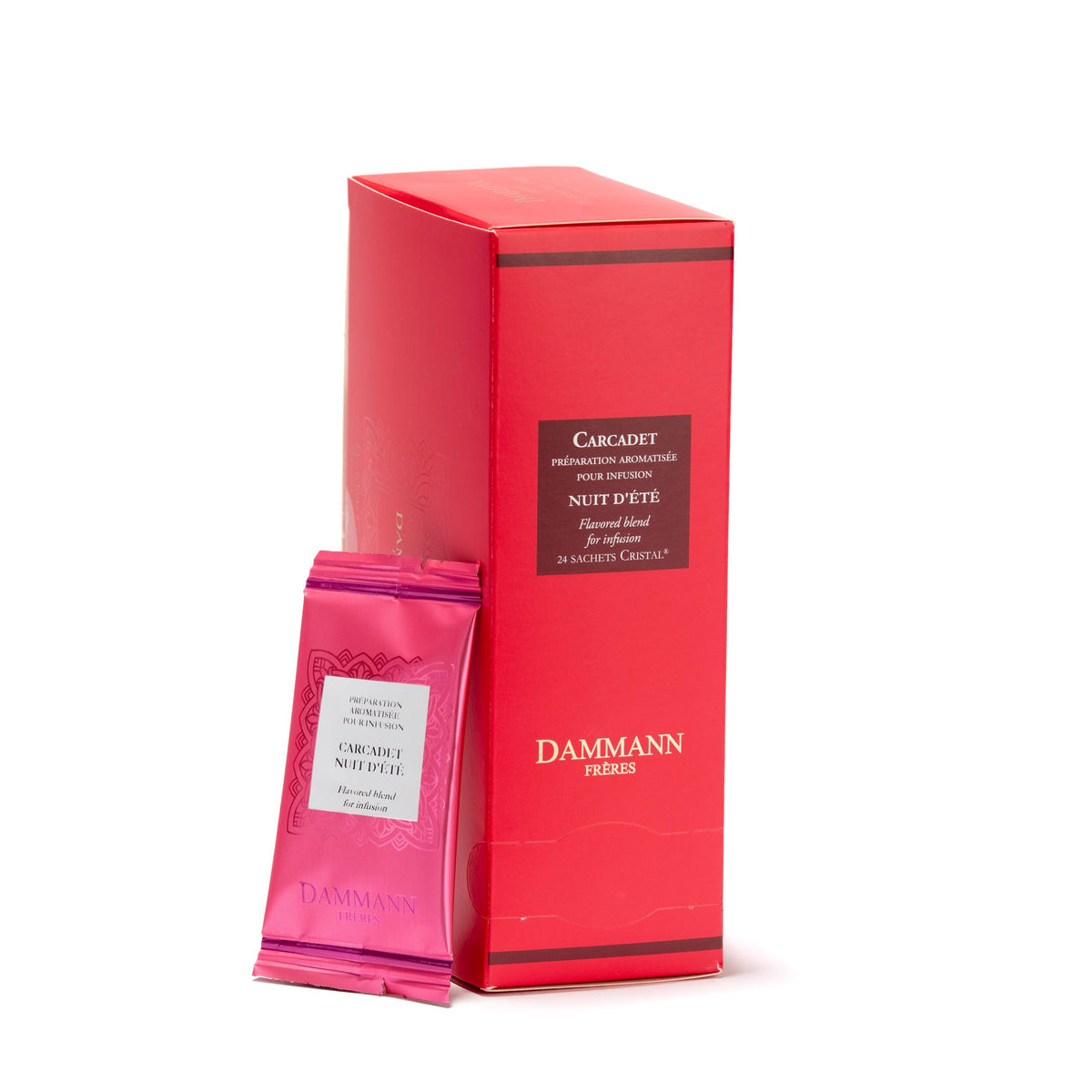 Dammann Freres Nuit d'été Tea Bags – Premium French Hibiscus & Berry Herbal Tea, 24 Ct