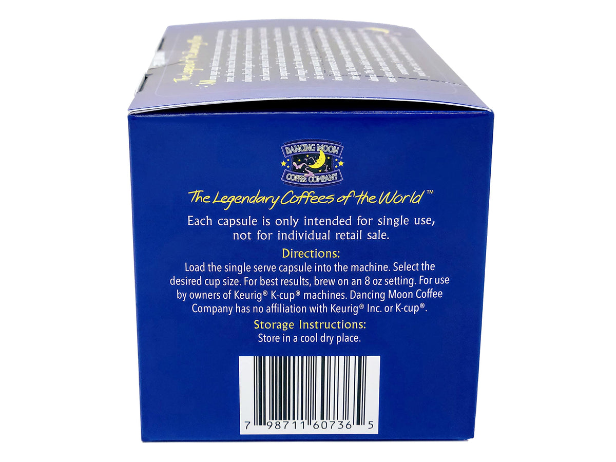 Dancing Moon Coffee Pods – Jamaica Blue Mountain Medium Roast | K-Cup Compatible, Small-Batch (2-pack, 24 cups) | Supports Military Charity
