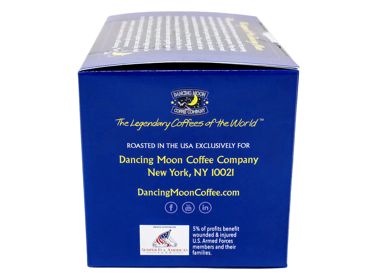 Dancing Moon Coffee Pods – Jamaica Blue Mountain Medium Roast | K-Cup Compatible, Small-Batch (2-pack, 24 cups) | Supports Military Charity