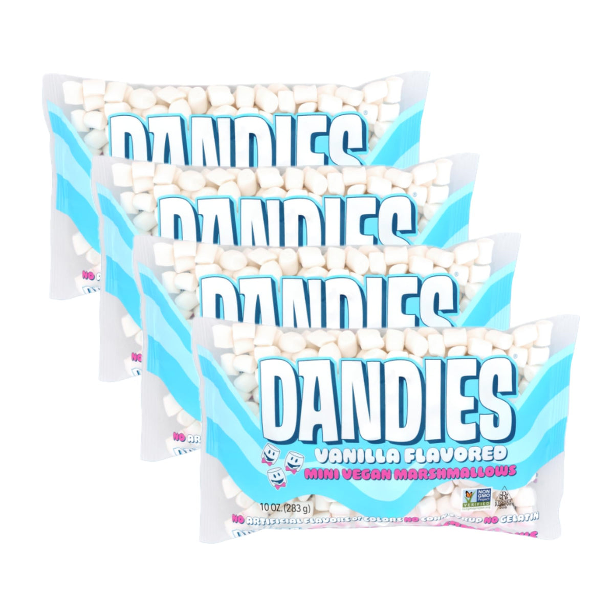 Dandies Mini Vegan Marshmallows – Gelatin-Free, No Artificial Flavors or Dyes, Perfect for Roasting & S'mores (4 Pack)