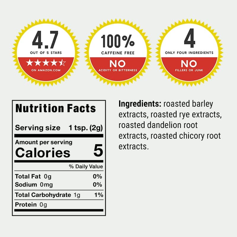 Dandy Blend Organic Instant Herbal Beverage with Dandelion — Two 3.53 oz Bags (50 Cups Each)
