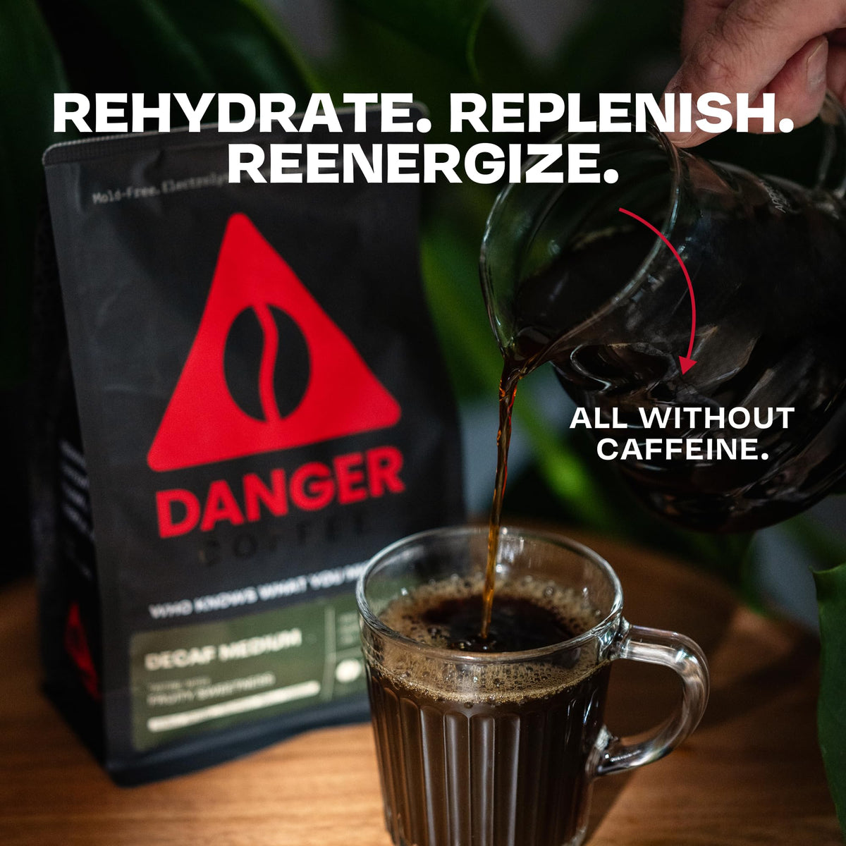 Danger Coffee by Dave Asprey – Swiss Water Decaf Whole Bean, Remineralized, Mold-Free & Lab-Tested, Medium Roast 10.9 oz