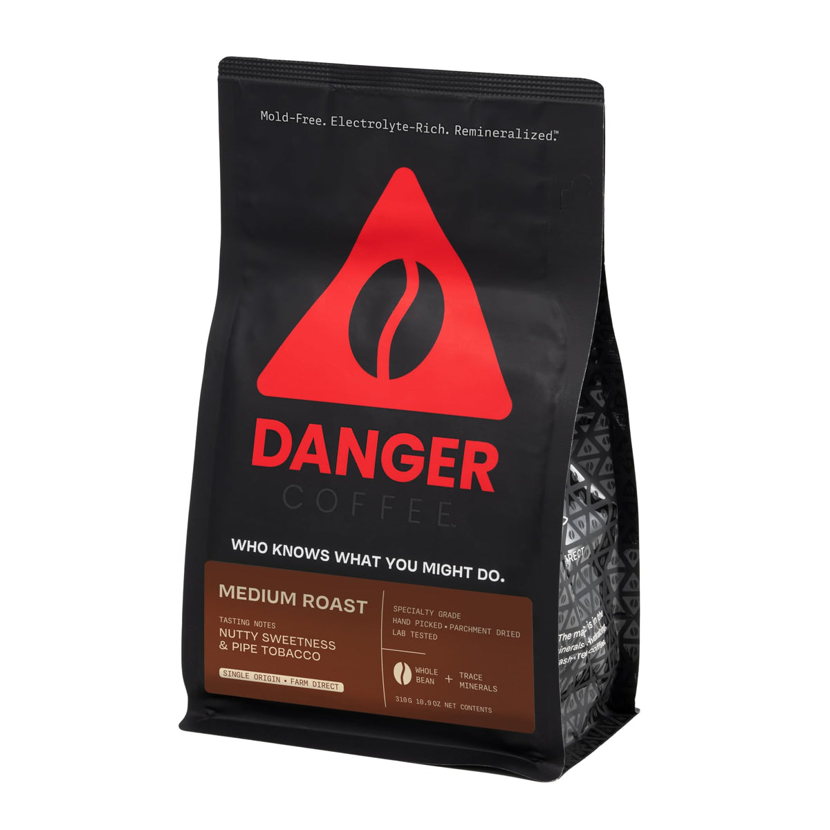 Danger Coffee by Dave Asprey – Remineralized, Mold-Free Whole Bean Coffee, Medium Roast (10.9 oz)