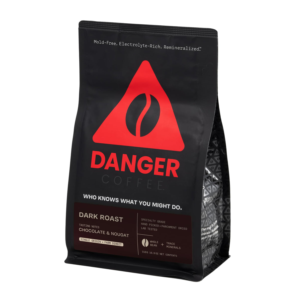 Danger Coffee by Dave Asprey – Remineralized Dark Roast Whole Bean Coffee, Mold-Free & Lab-Tested (10.9 oz)