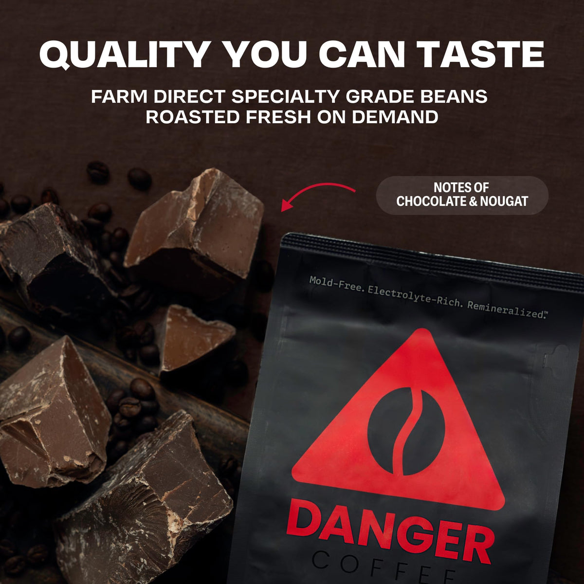 Danger Coffee by Dave Asprey — Dark Roast Ground Coffee, Remineralized & Lab Tested (10.9 oz)