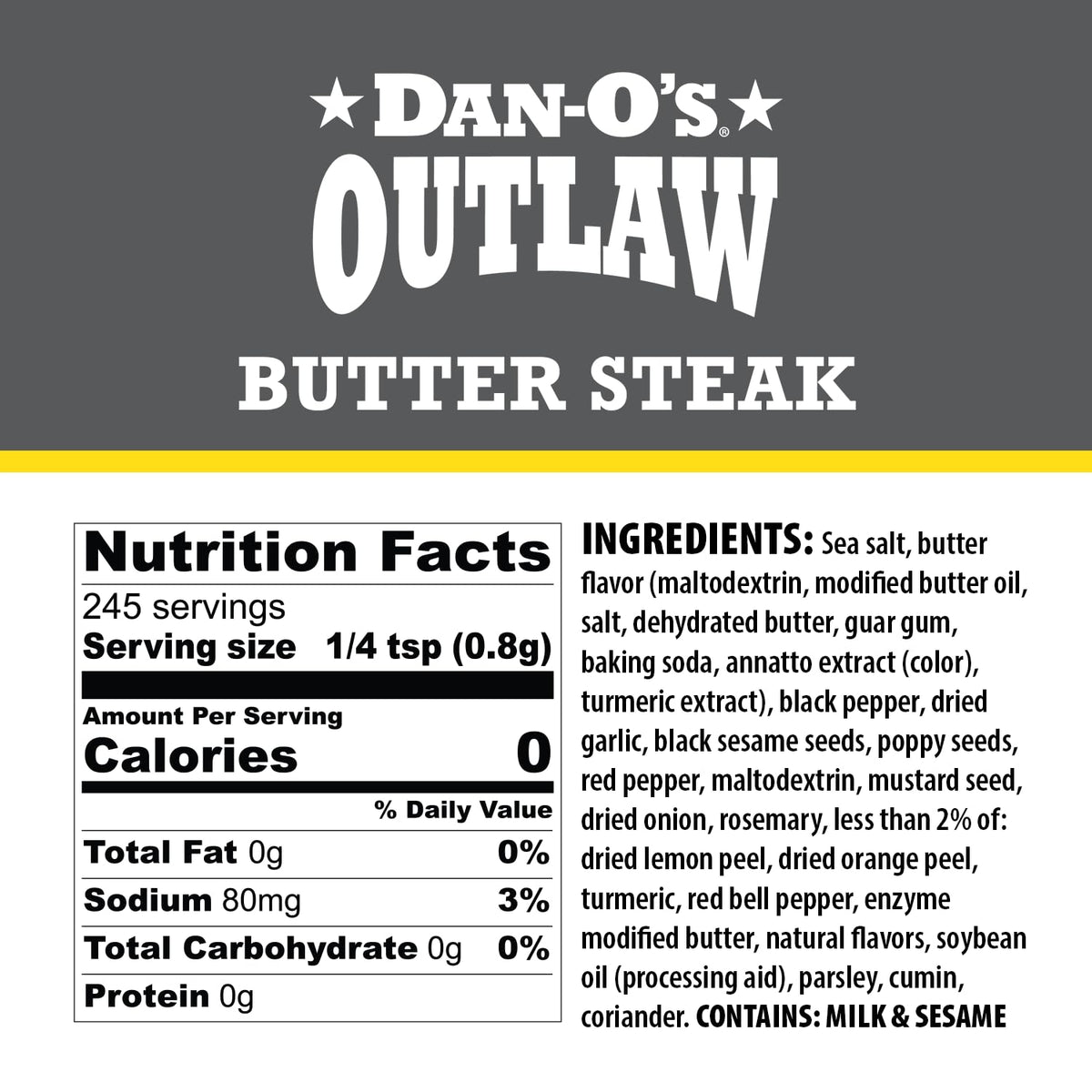 Dan-O's Outlaw 3-Bottle Seasoning Set: Butter Dust, Butter Steak & Blackened Bloody Mary