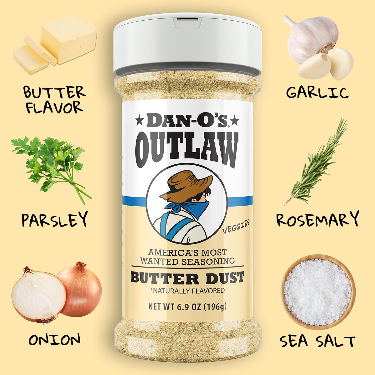 Dan-O's Outlaw 3-Bottle Seasoning Set: Butter Dust, Butter Steak & Blackened Bloody Mary