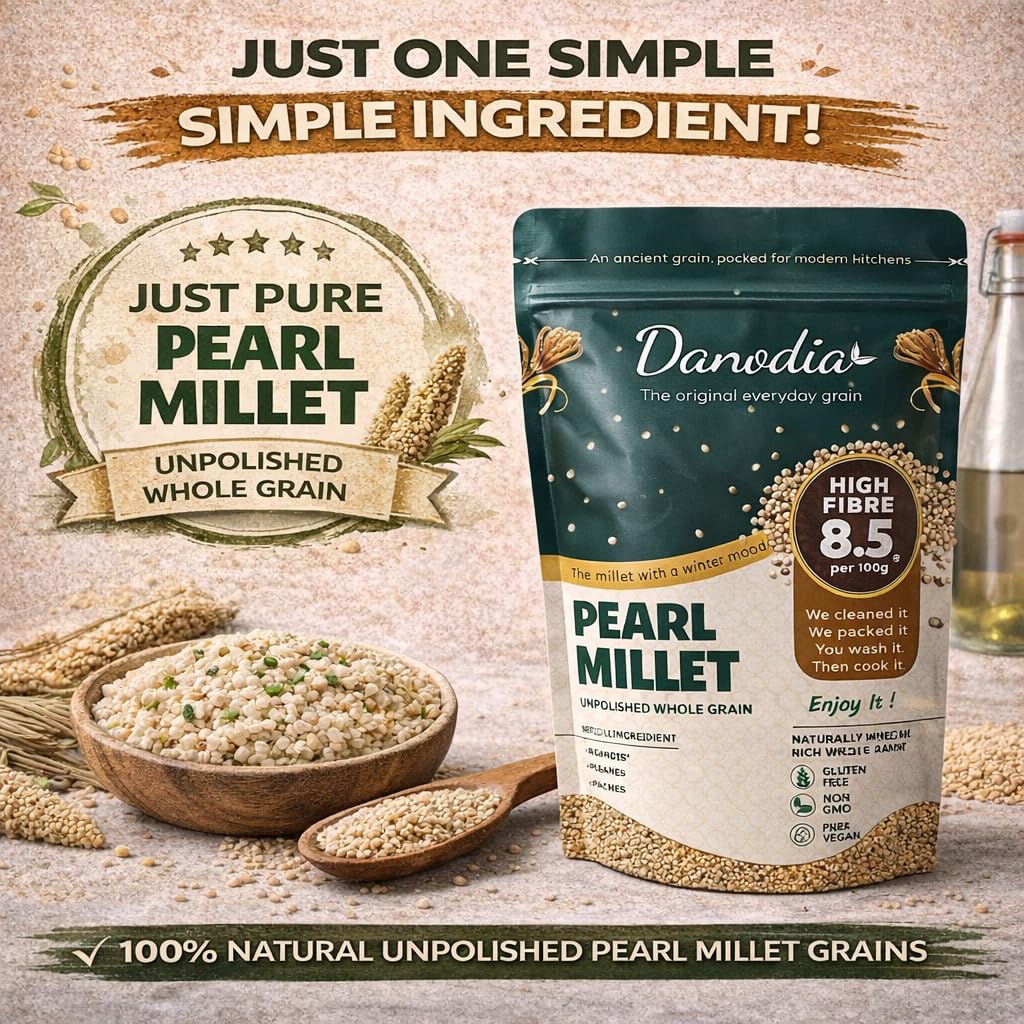 Danodia Foods Organic Pearl Millet Bajra – 2 lb (950 g) | Gluten-Free, High Fiber & Protein