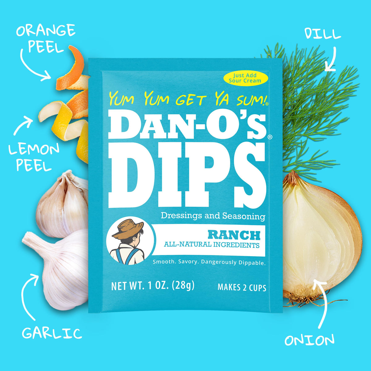 Dan-O’s Dips Variety Pack (16 Pack) – Ranch, Mexi-Ranch, French Onion & Dill – All-Natural Dip Mix Packets