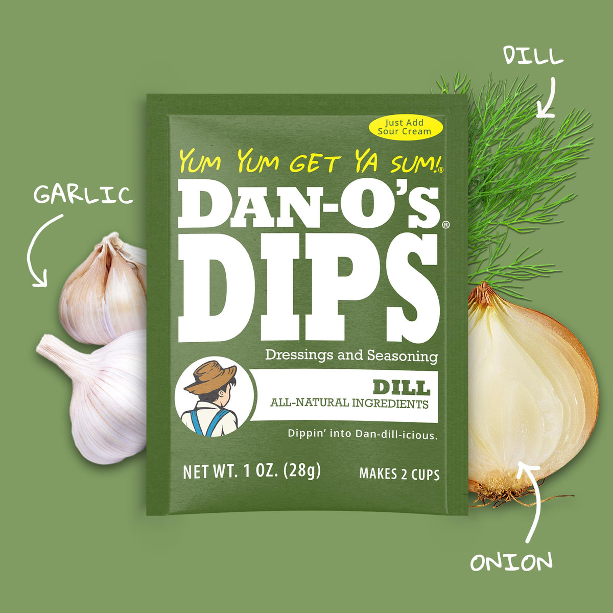 Dan-O’s Dips Variety Pack (16 Pack) – Ranch, Mexi-Ranch, French Onion & Dill – All-Natural Dip Mix Packets