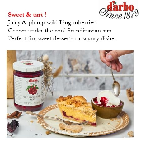 D'Arbo Premium Wild Lingonberry Sauce – 14.1 oz x6 | 60% Fruit Content | Delicate Tangy Sweetness