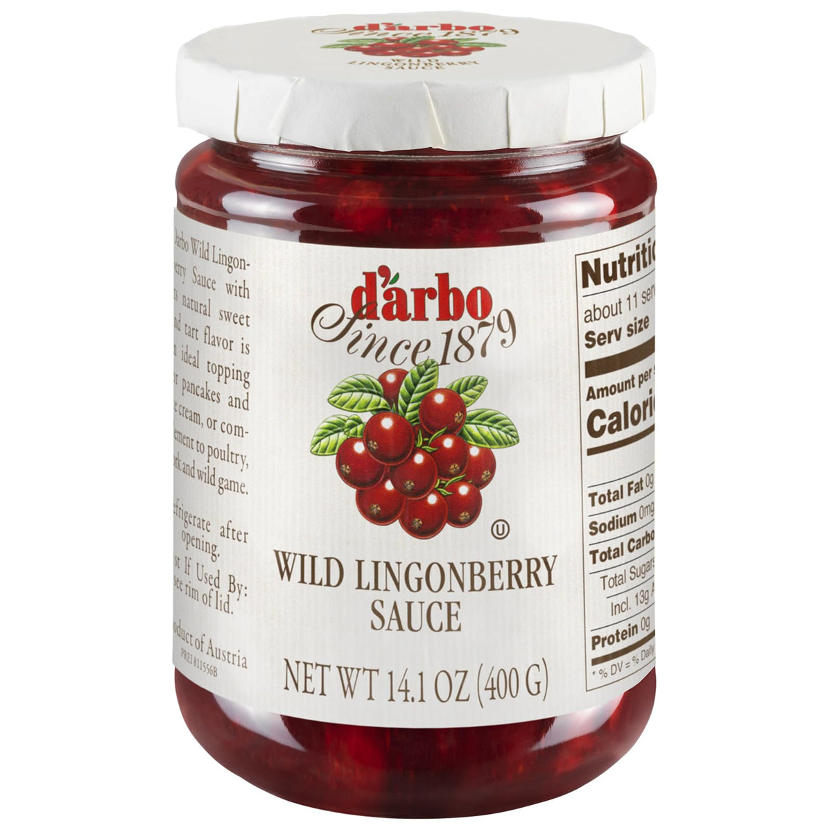 D'Arbo Premium Wild Lingonberry Sauce – 14.1 oz x6 | 60% Fruit Content | Delicate Tangy Sweetness
