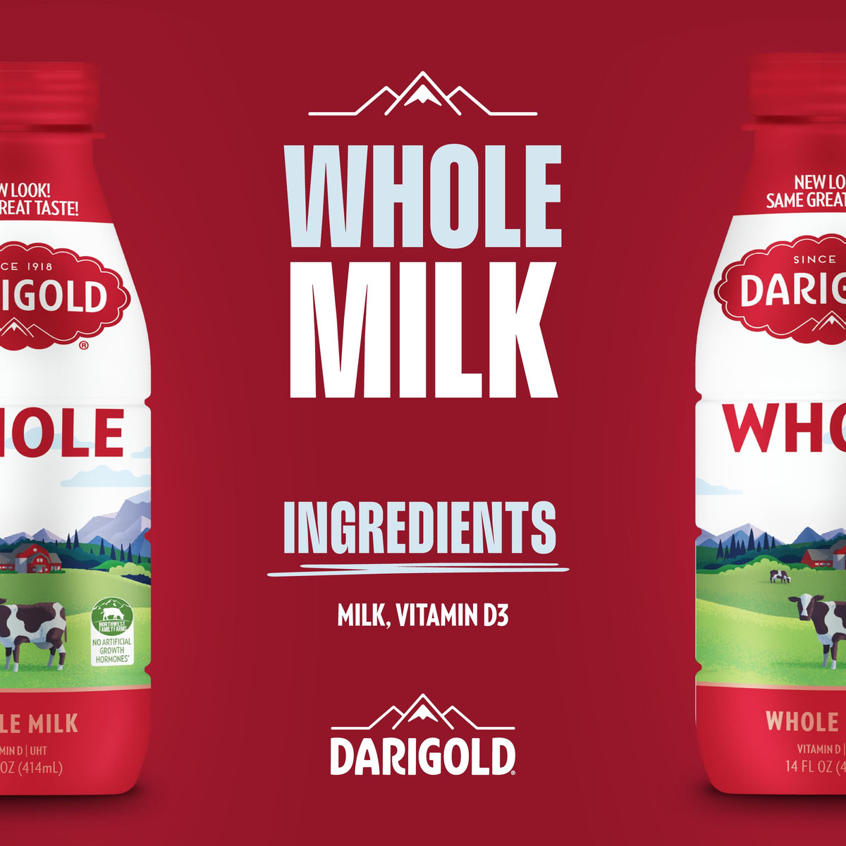 Darigold Shelf Stable Whole Milk Bottle 14oz - 12 Pack, 15g Protein, rbST-Free