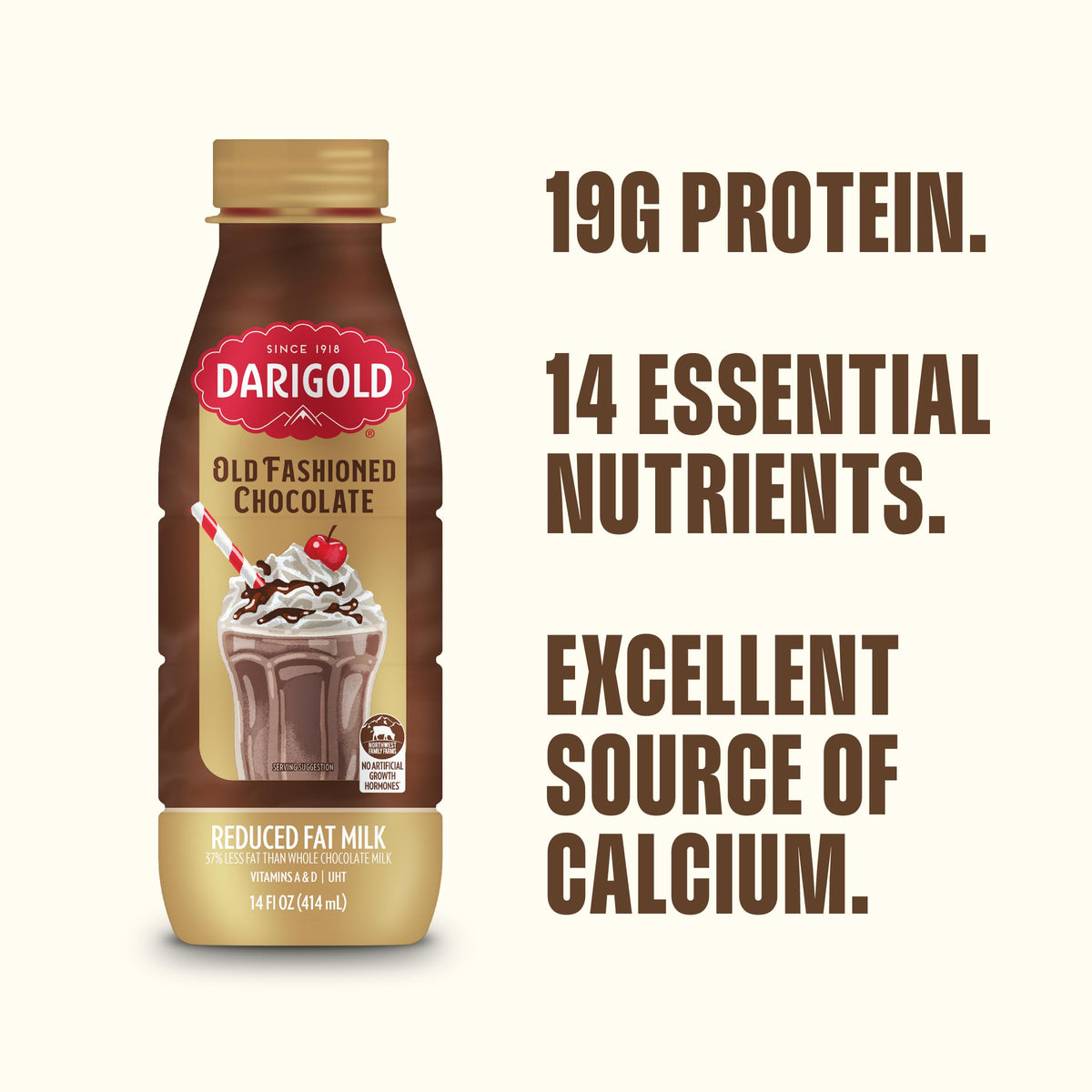 Darigold Old Fashioned Chocolate Milk 2% - Shelf-Stable 14oz, 12-Pack