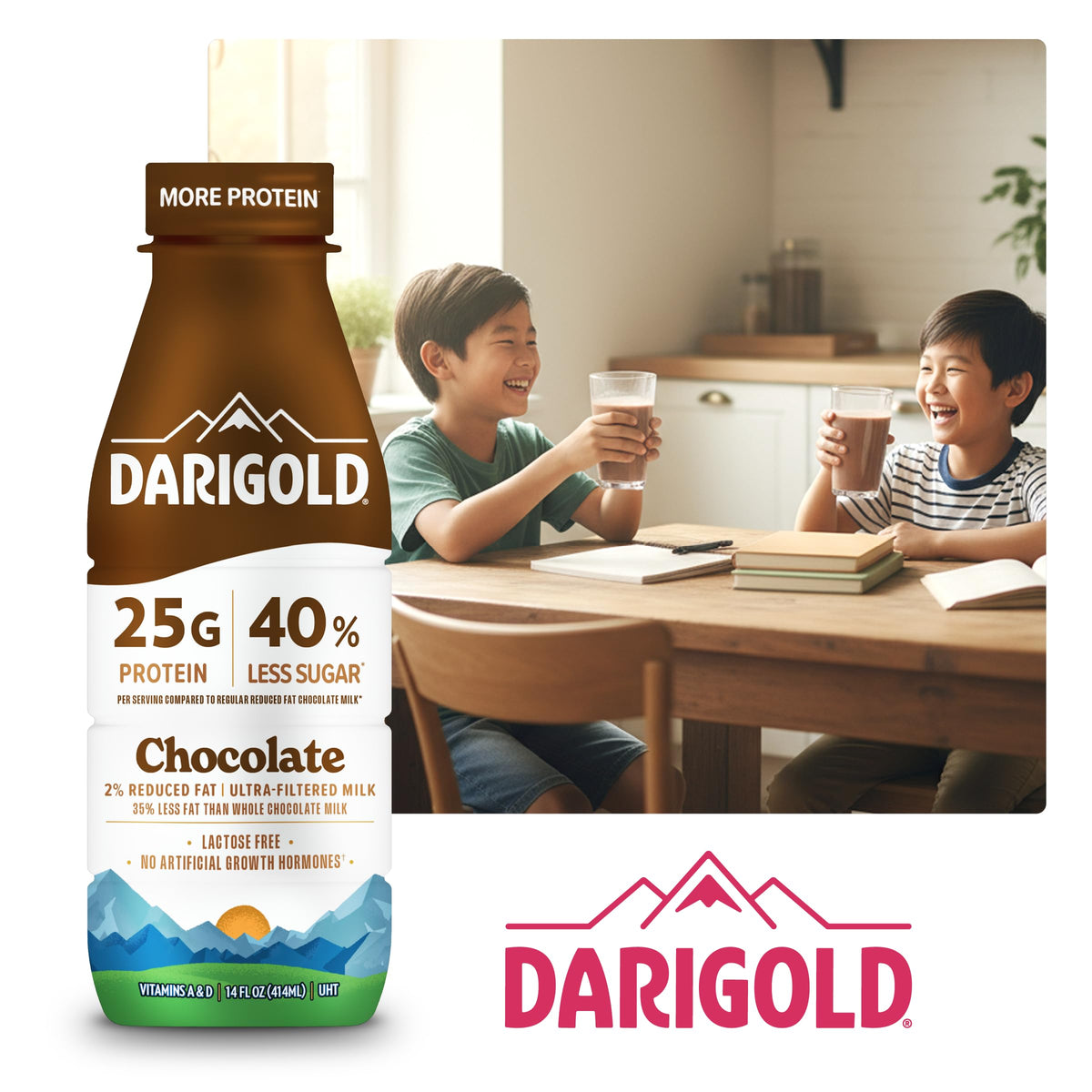 Darigold FIT High Protein Milk 2% Chocolate — 25g Protein, 40% Less Sugar, Lactose Free