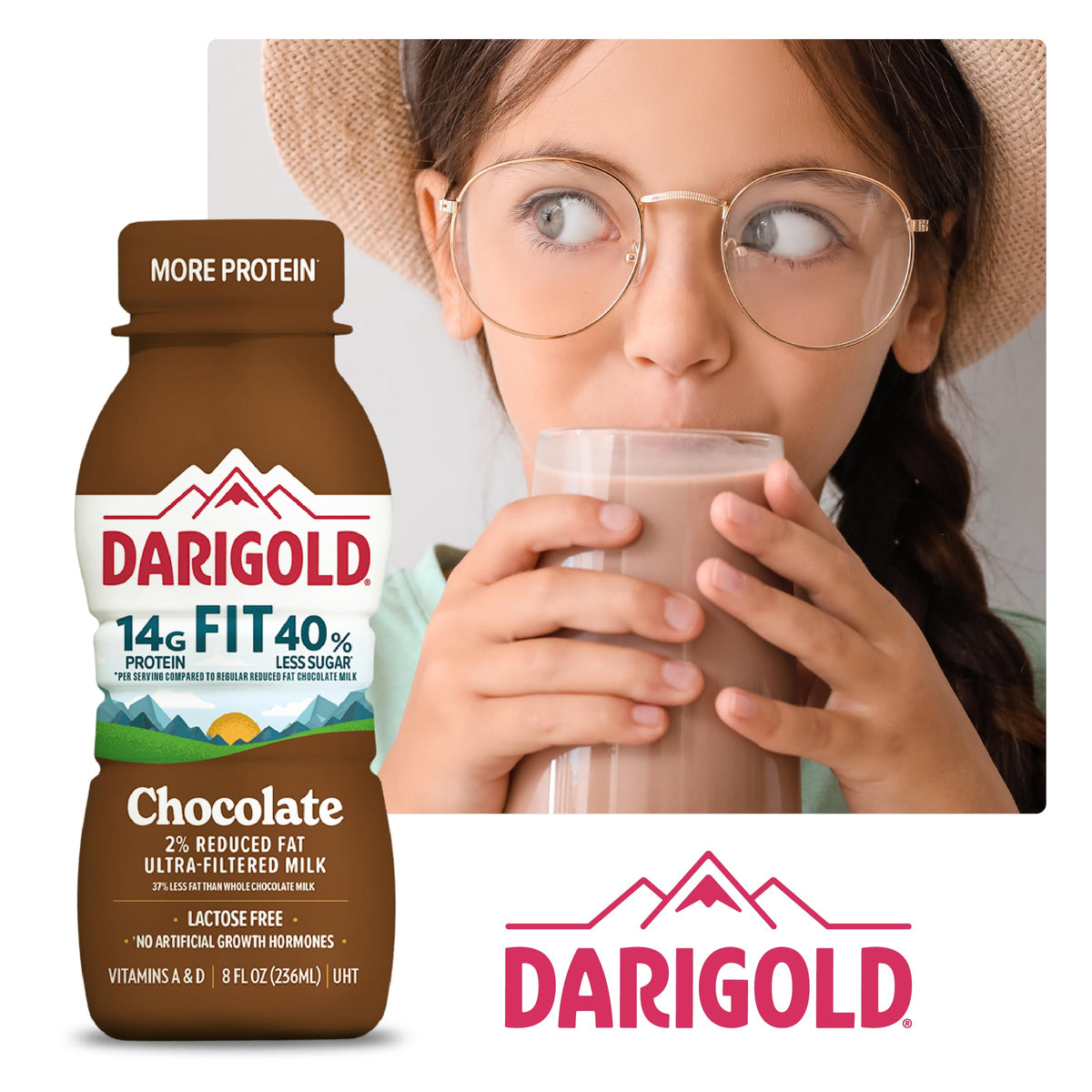 Darigold Fit Ultra-Filtered Chocolate Milk – 14g Protein, 40% Less Sugar, 8oz Bottles (18-Pack)
