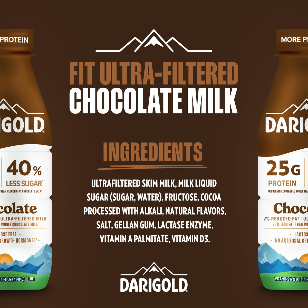 Darigold FIT High Protein Milk 2% Chocolate — 25g Protein, 40% Less Sugar, Lactose Free