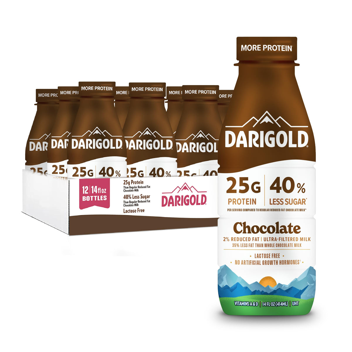 Darigold FIT High Protein Milk 2% Chocolate — 25g Protein, 40% Less Sugar, Lactose Free