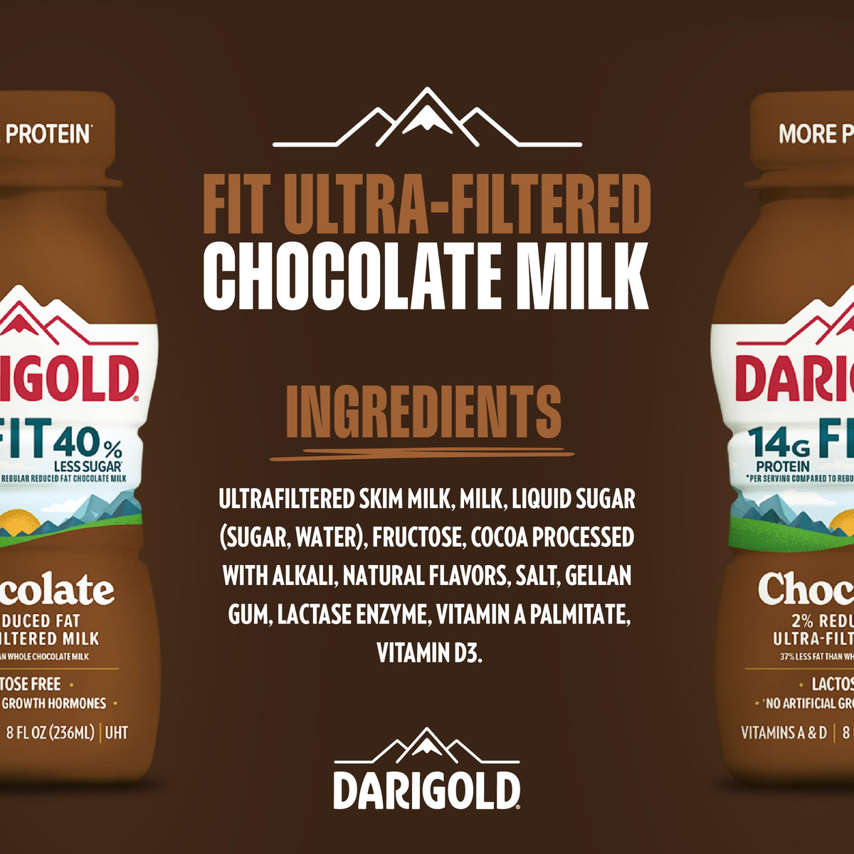 Darigold Fit Ultra-Filtered Chocolate Milk – 14g Protein, 40% Less Sugar, 8oz Bottles (18-Pack)