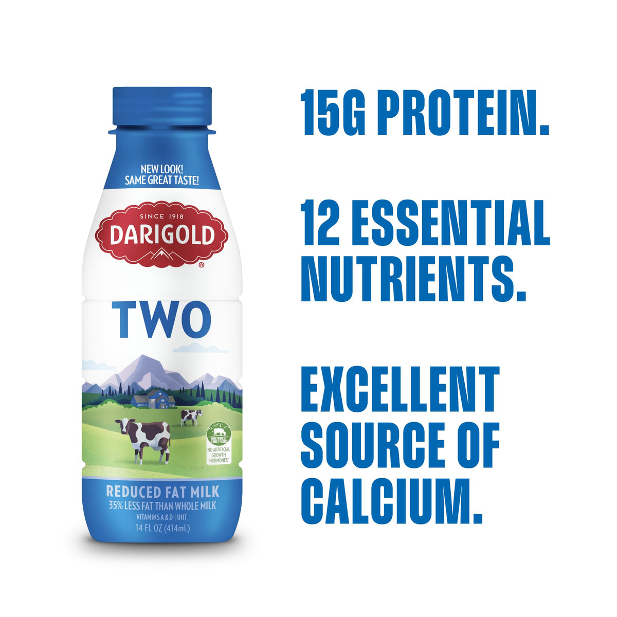 Darigold Milk 2 Percent, Shelf-Stable 14oz — 12 Pack, 15g Protein, rbST-Free