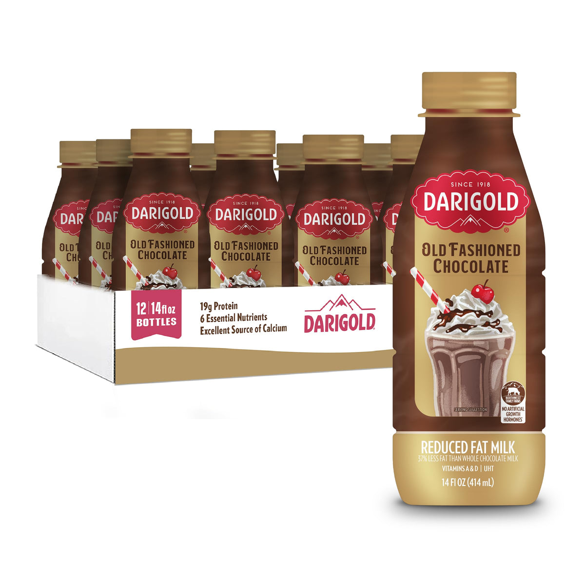 Darigold Old Fashioned Chocolate Milk 2% - Shelf-Stable 14oz, 12-Pack